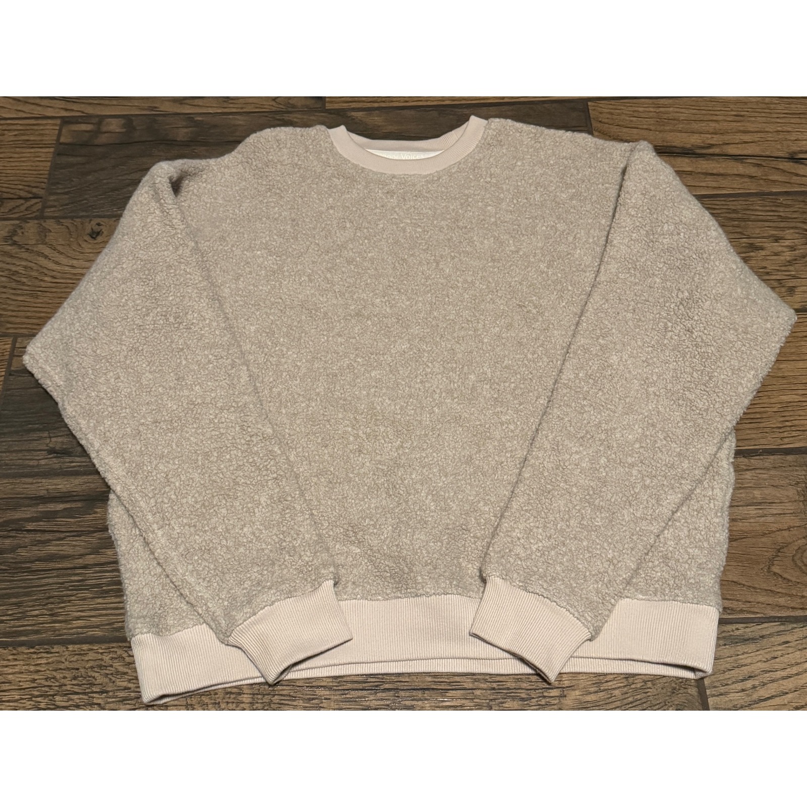 Outdoor Voices Wool Blend Sherpa Fleece Crewneck Sweatshirt Small Neutral